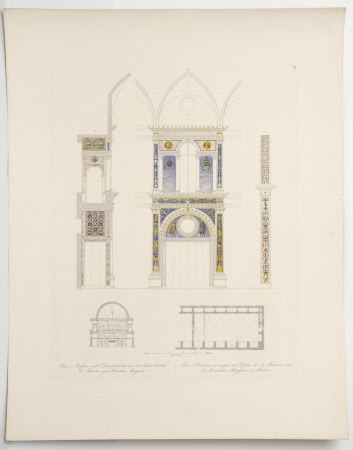 Plate IX. Plan and Elevation of the westernmost Bay on the south Wall of the Lay Hall of San ...