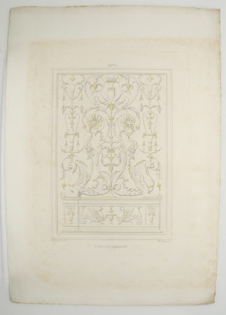 A collection of decorative elements from the frescoes in the Loggia, Vatican, Rome (After G. ...