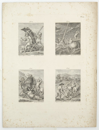 The Triumph of Death: 33. The Peddler, 34. The Sailor, 35. Waggoner, 36. The Peasant (after Peter ...
