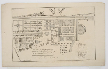 Plan of the Gardens, Plantations etc. of Hampton Court, Herefordshire (after Colen Campbell)  