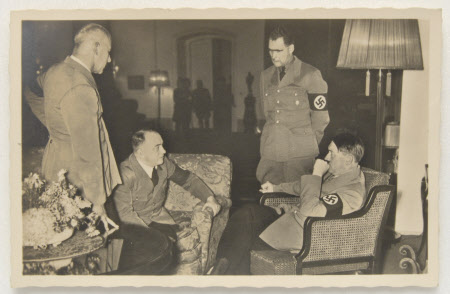 Adolf Hitler (1889-1945) in conference with Joseph Bürckel (1895-1944), Wilhelm Frick (1877-1946) ...