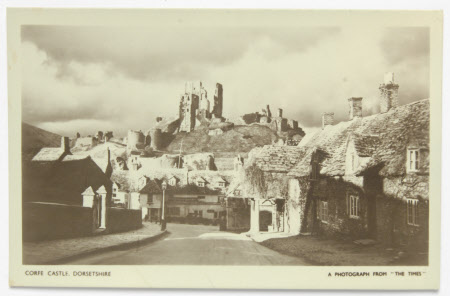 View of Corfe Castle, and Corfe village, Dorset from East Street