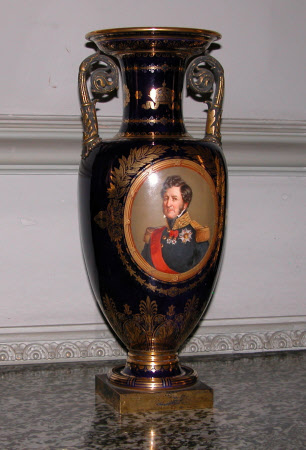 Pair of Sevres vases with portraits of King Louis-Philippe, King of France (1773 - 1850) and Queen ...