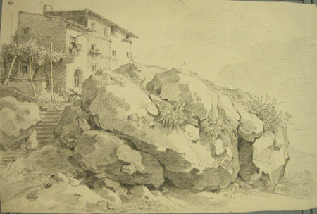 Rocks and Buildings at Nemi in the Roman Campagna
