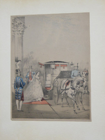 Bride stepping into carriage