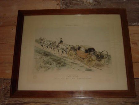 Cote - Berline boule attelee en poste a l'Allemande', 1815-1830.