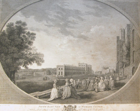 Windsor Castle, South East View with the Royal Family on the Terrace and a View of the Queen's ...