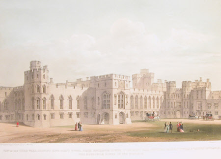 View of Upper Ward shewing King John's Tower, State Entrance Tower, St George's Hall, Kitchen, ...