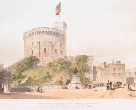 View of Keep, or Round Tower, Looking West, shewing the St George's Gate and the Statue of King ...