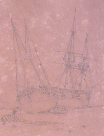 A Two-masted Sailing Boat Aground