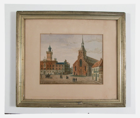 Townscape with Gothic Town Hall and Church