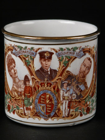 Mug commemorating the coronation of King George V (1865–1936) and Queen Mary (1867–1953) and with a ...