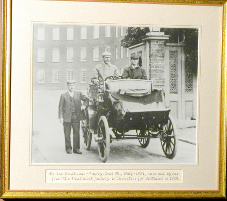 Sir Ian Murray Heathcoat-Amory, 2nd Bt (1864-1931) sets out by car from the Heatcoat factory in ...