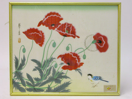 Poppies and a Blue Tit