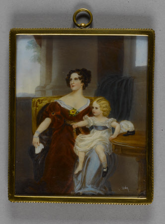 Lady Harriet Elizabeth Georgiana Howard, Duchess of Sutherland (1806 – 1868) and her daughter Lady ...