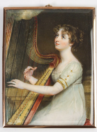 An Unknown Girl Playing a Harp