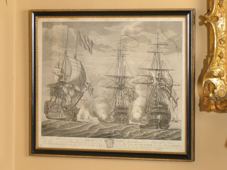 Stern views of the Intrepid (late the Serieux) and Gloire, engaging a Spanish ship (after Richard ...