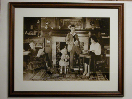 Geoffrey and Rosalie Mander with their children Anthea and John in a family portrait in the Library ...
