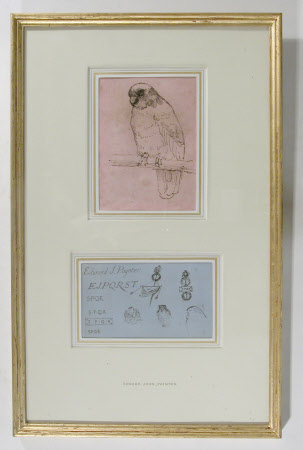 Two Sheets of Sketches: Bird sitting on a Perch and Roman Standards 