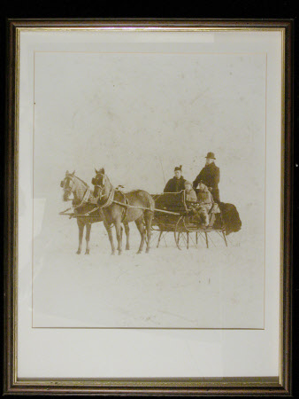 Flora and Theodore with their children in a Sleigh