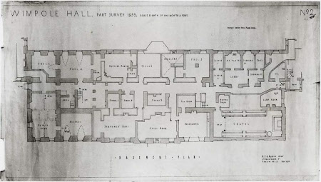 Part survey of the basement floor of Wimpole Hall, Cambridgeshire