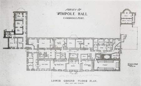 Survey plan of the basement floor of Wimpole Hall Cambridgeshire