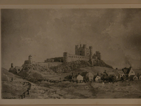 View of Bamburgh Castle and part of Bamburgh village from the north side.