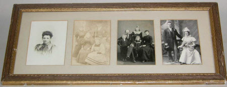 Group including a wedding photograph of Andrew and Elizabeth Crozier