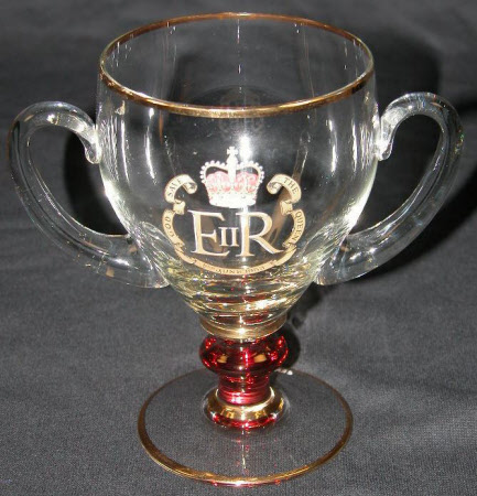 Two-handled glass goblet commemorating H.M. Queen Elizabeth II (1926 - 2022)
