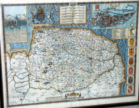 Map of Norfolk with plan of Norwich, and inset of rebellion