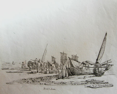 Beach Scene with Boats and People