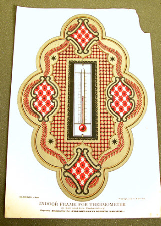 Pattern for indoor frame for thermometer in wool and silk embroidery
