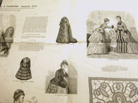 Goubard patterns for needlework and fashion, March 1874. Paper patterns on reverse for girl's ...