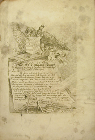 Dedication page; a scroll with a dedication to Sir Henry Charles Englefield (1752-1822), topped by ...