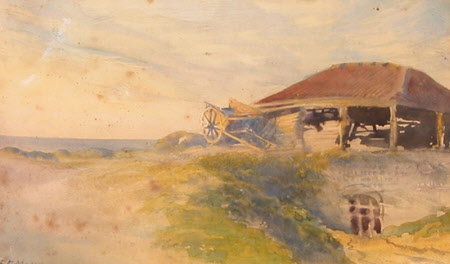 Cart and Barn in a Field