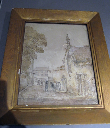 The Reverend John Coleridge (1718-1781) getting onto his horse outside the Old School House, Ottery ...
