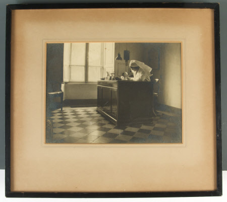Alice Ruth Lechmere (1892-1971) at her desk while working as matron of the Anglo-American nursing ...