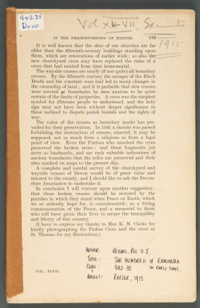 The Hundred of Exminster in Early Times