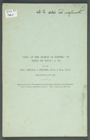 Fees of the Bishop of Exeter in Testa de Nevil p187