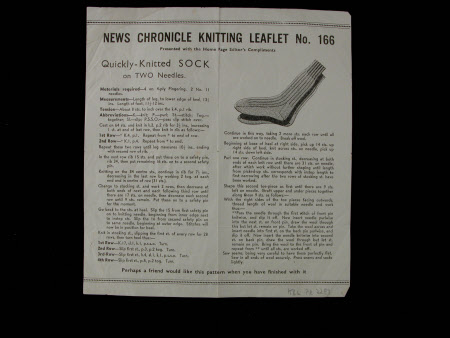 News Cronicle Knitting leaflet, socks - No.166.