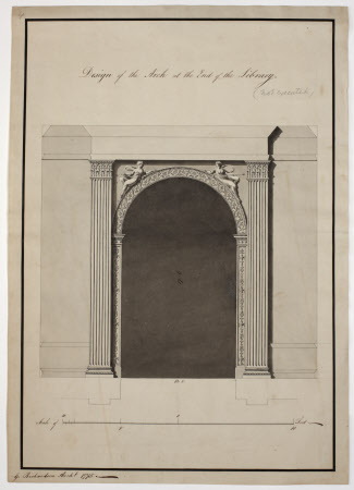 Design of the arch at the end of the Library
