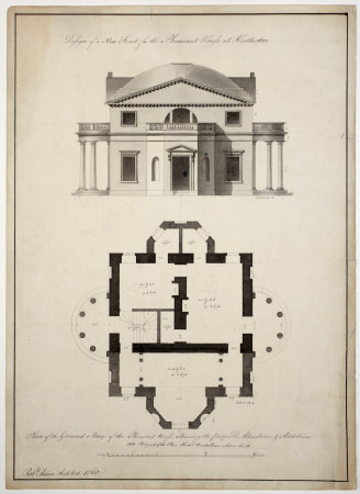 Front elevation and plan of a pheasant house for Kedleston 109180 ...