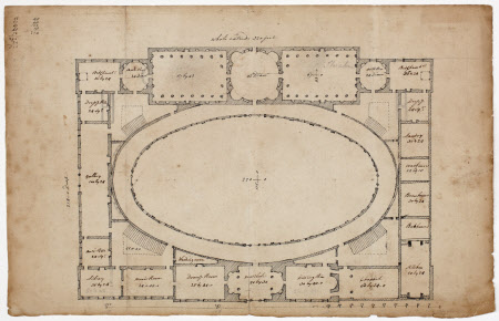 Plan of a house with oval court