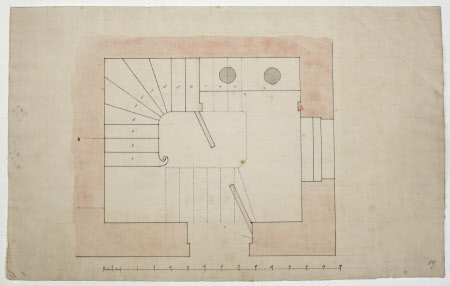 Plan of a staircase with closet underneath