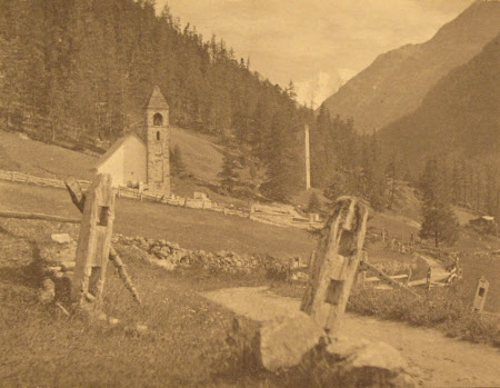 Pontresina 1900 - Cemetery, Old Sarasen Tower 