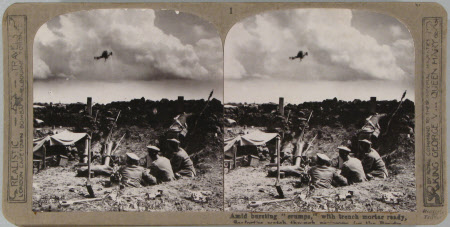 Amid bursting "crumps," with trench mortar ready, Seaforths watch through ... for the Bombs
