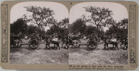Off at the gallop to help stem the Hun onslaught at Ploegstreet during the dogged defence of Ypres.