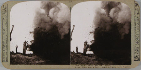 Our mine, fired during furious ... for St. Eloy, blots out a ferry machine-gun nest, Ypres.