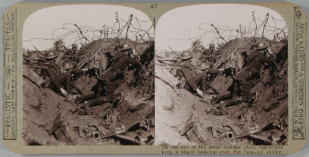 On the eve of the great Somme push, signallers keep a sharp look-out over the Sausage valley.