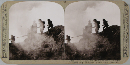 Under cover of gas and smoke we break through to Serre and Thiepval (photo from captured prisoner).